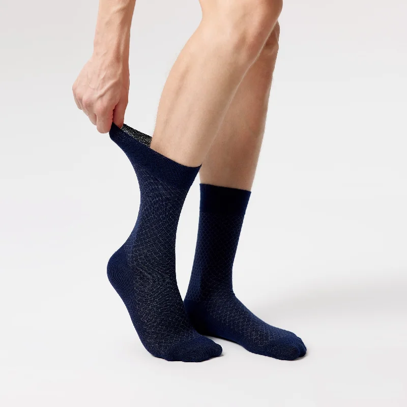 Men's Bamboo Dress Socks • Honeycomb Pack of 1/3/5 Pairs • Blue Navy