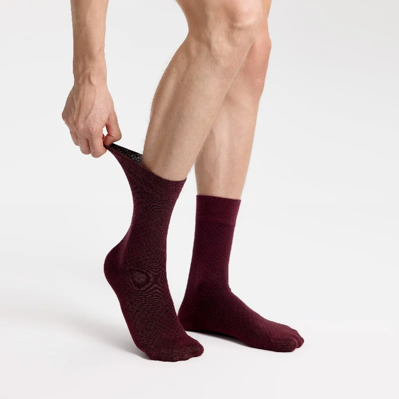 Men's Bamboo Dress Socks • Honeycomb Pack of 1/3/5 Pairs • Burgundy