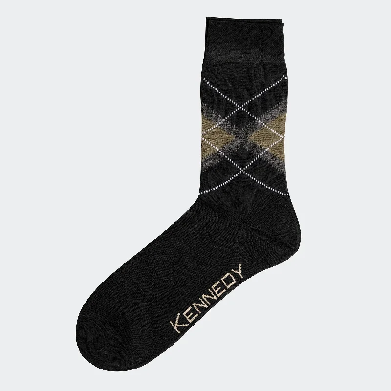 BLACK AND OLIVE ARGYLE CREW SOCK