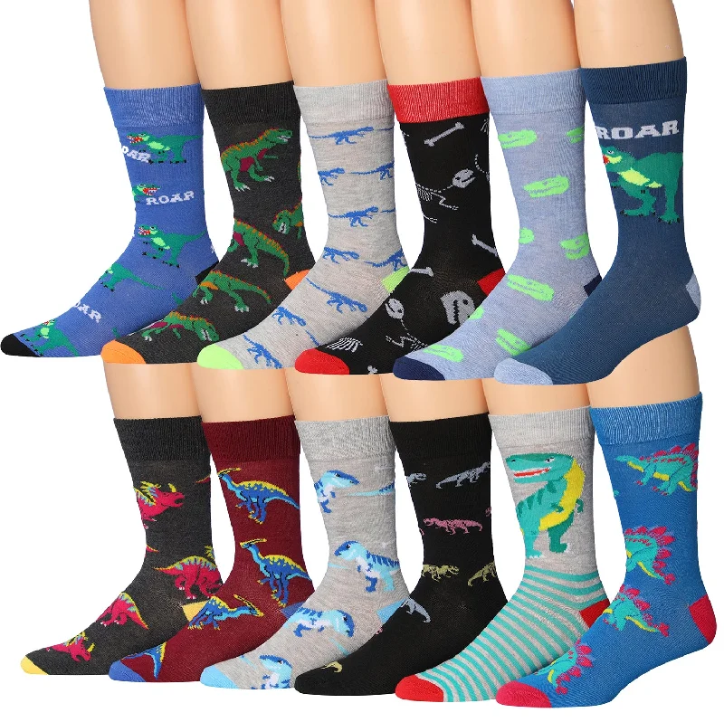 James Fiallo Mens 12 Pairs Funny Faces Striped Colorful Crew Socks