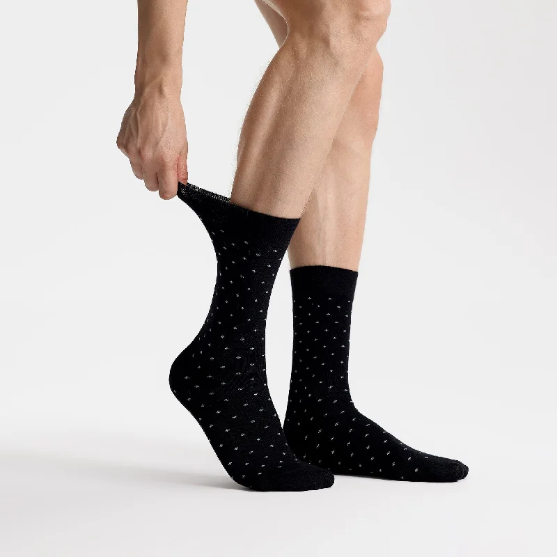 Men's Bamboo Dress Socks • Dotted Pack of 1/3/5 Pairs • Black