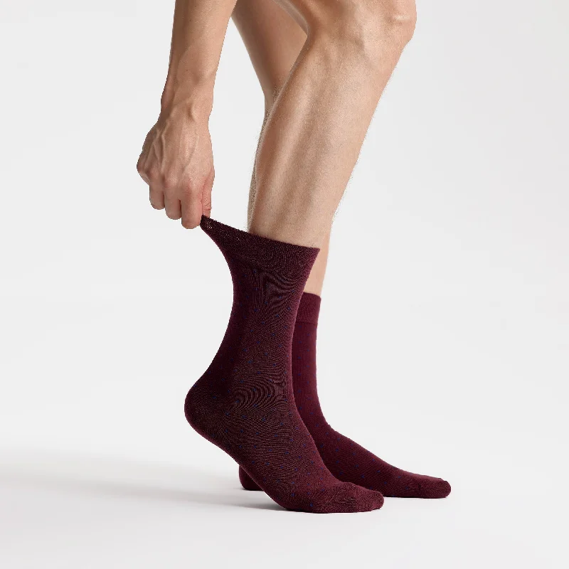 Men's Bamboo Dress Socks • Dotted Pack of 1/3/5 Pairs • Burgundy