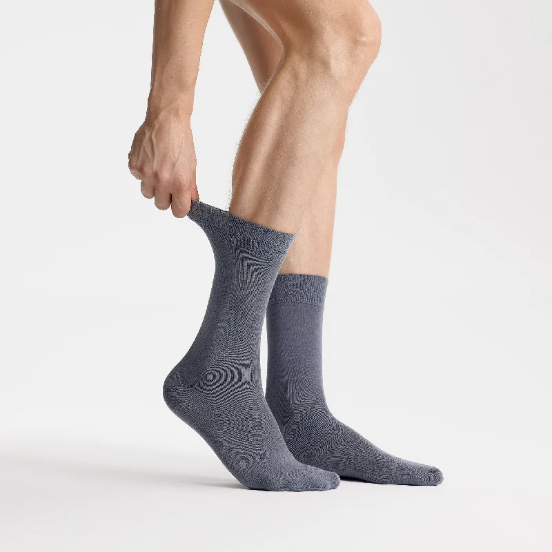 Men's Bamboo Dress Socks • Solid Pack of 1/3/5 Pairs • Ocean Grey