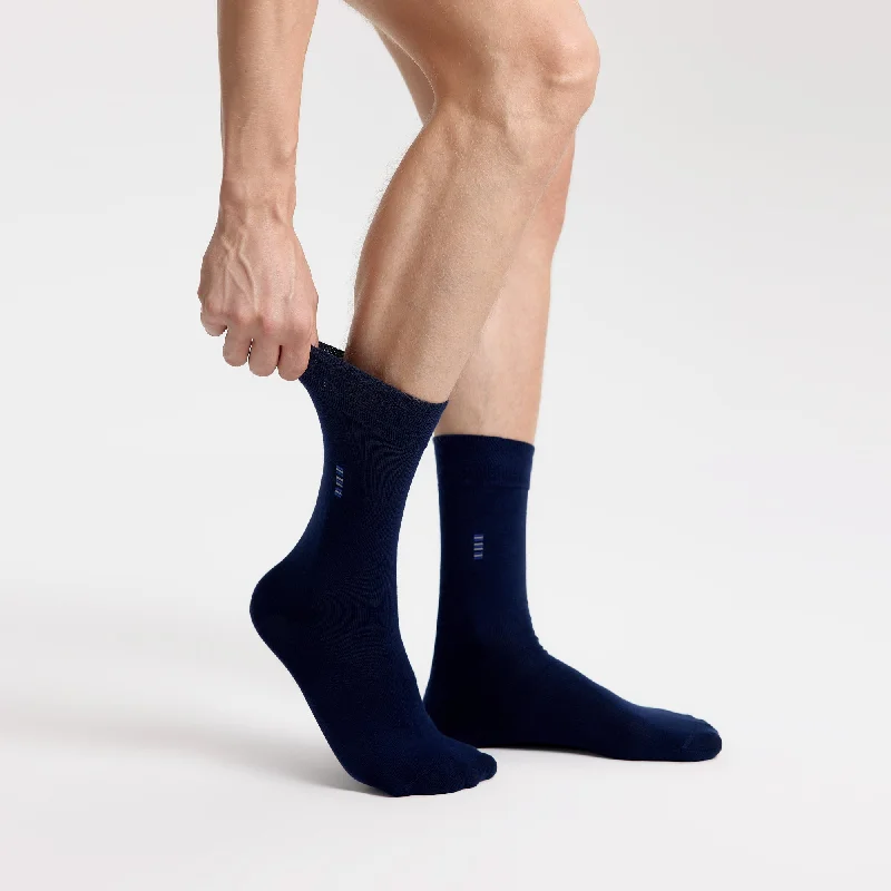 Men's Bamboo Dress Socks • Plain Pack of 1/3/5 Pairs • Blue Navy