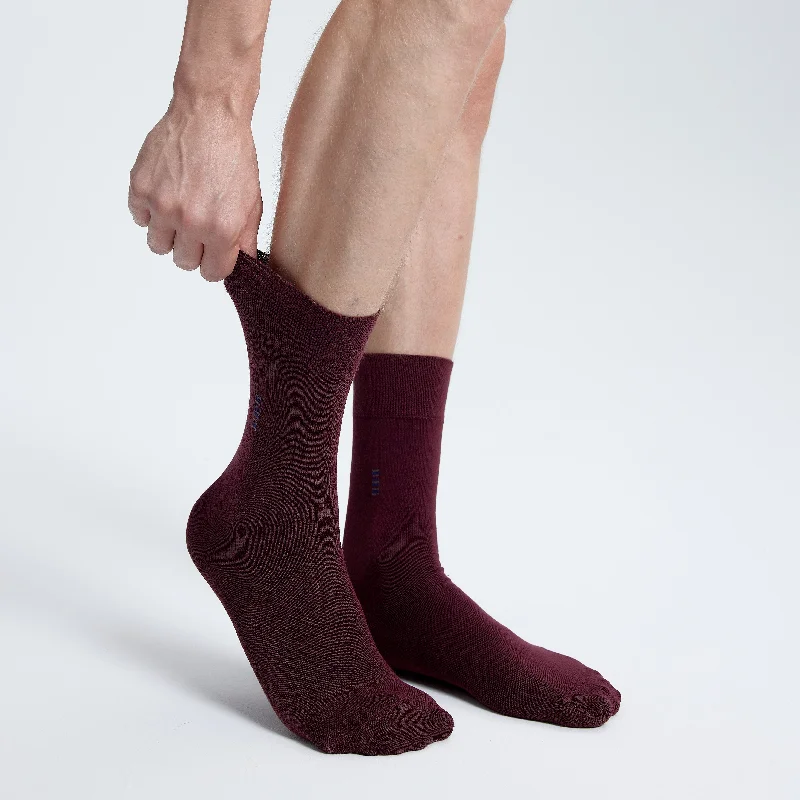 Men's Bamboo Dress Socks • Plain Pack of 1/3/5 Pairs • Burgundy