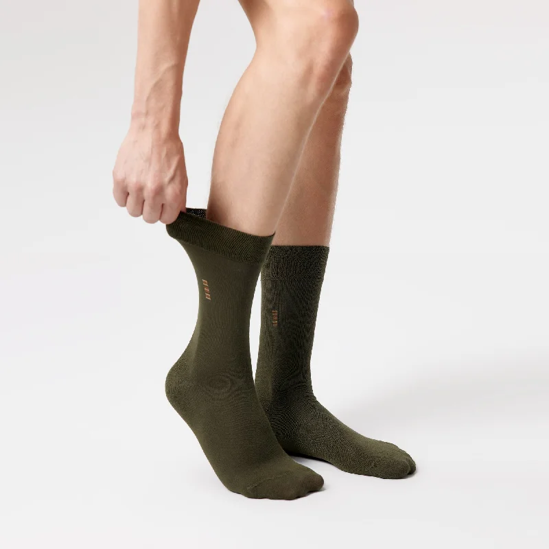 Men's Bamboo Dress Socks • Plain Pack of 1/3/5 Pairs • Green Khaki