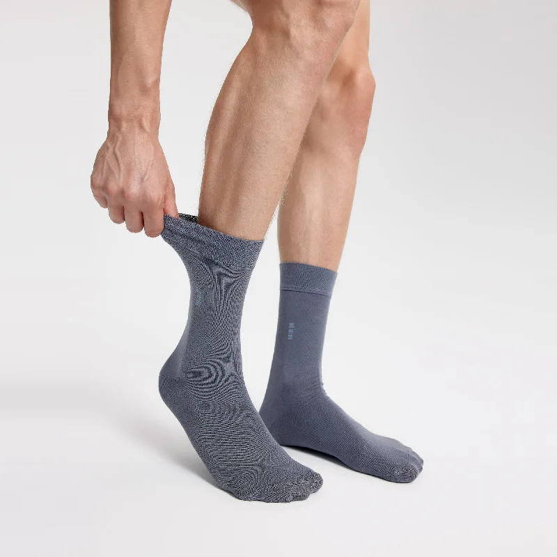 Men's Bamboo Dress Socks • Plain Pack of 1/3/5 Pairs • Ocean Grey