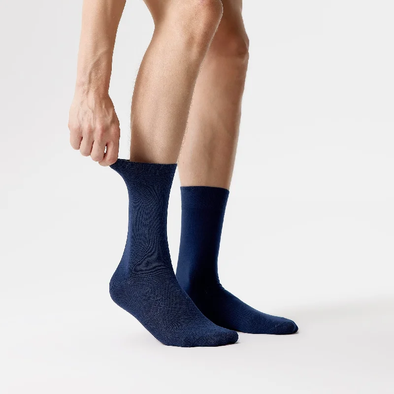 Men's Bamboo Dress Socks • Solid Pack of 1/3/5 Pairs • Blue Navy