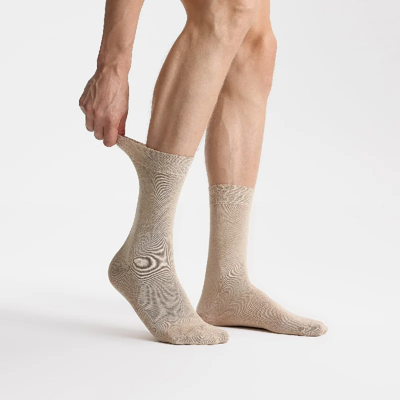 Men's Bamboo Dress Socks • Solid Pack of 1/3/5 Pairs • Camel Khaki