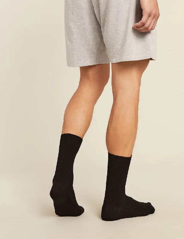 Men's Ribbed Crew Socks - Black