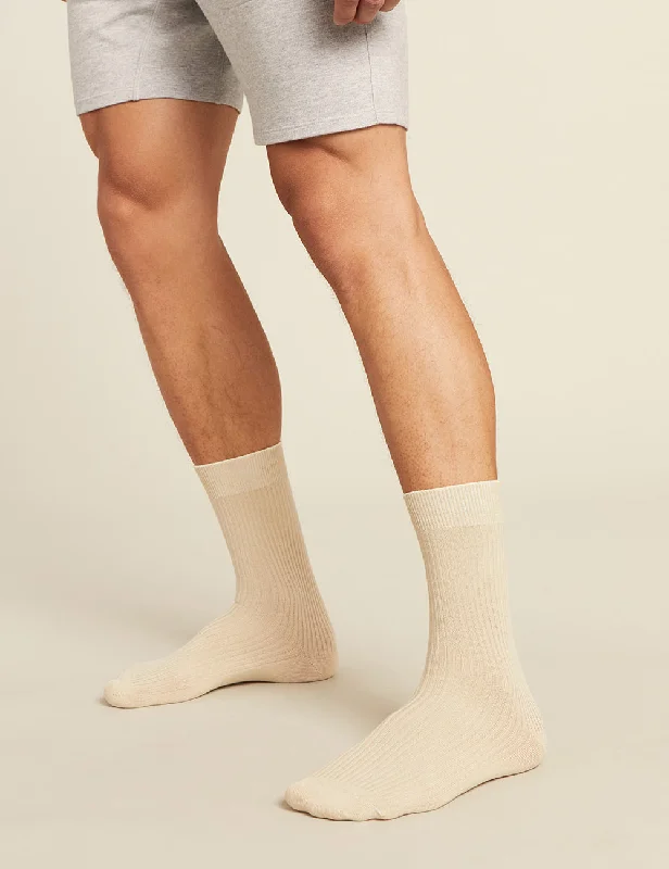 Men's Ribbed Crew Socks - Oatmeal