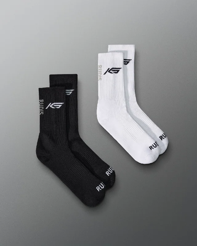 RUDIS KS Black/White Knit Essential Socks (2 Pair)