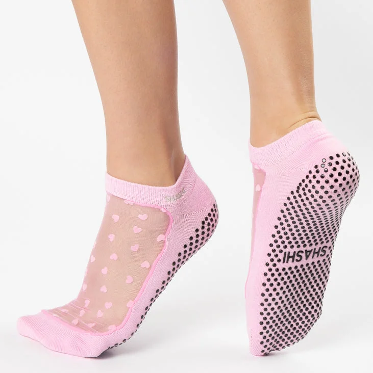 Classic Grip Sock - Baby Pink Hearts (Barre / Pilates)