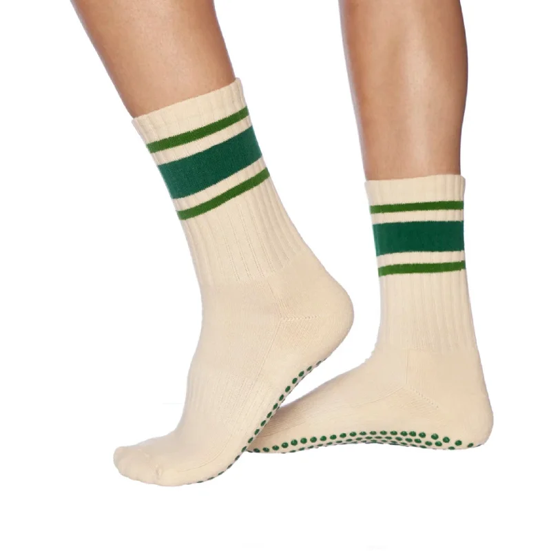 Green Retro - Crew Grip Sock (Barre / Pilates)