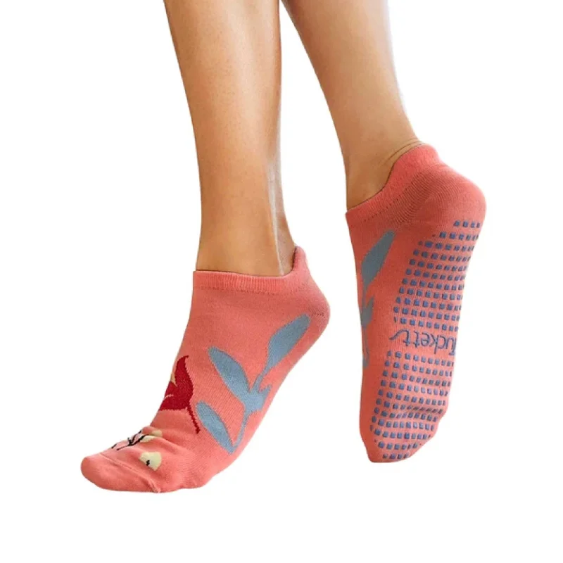 Closed Toe Grip Socks - Plant Paradise Salmon (Barre / Pilates)