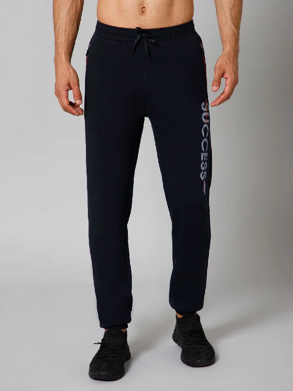 Men Navy Blue Solid Full Length Regular Fit  Winter Wear Track Pant For Men