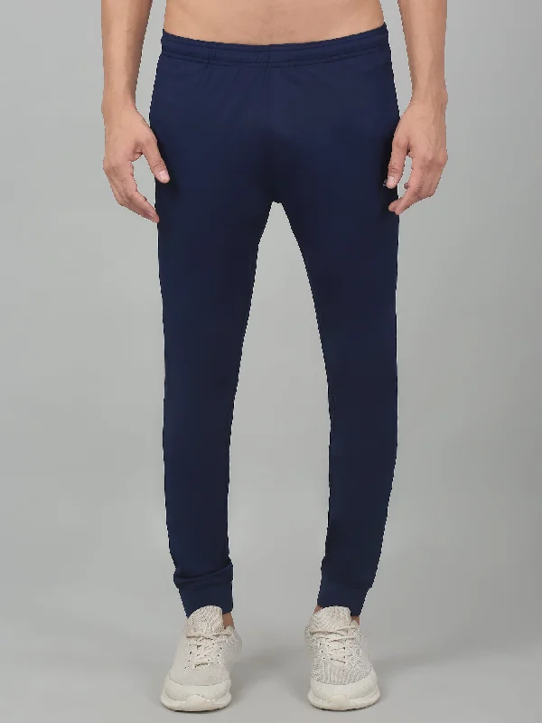 Men's Blue Soild Stretchable Track Pant