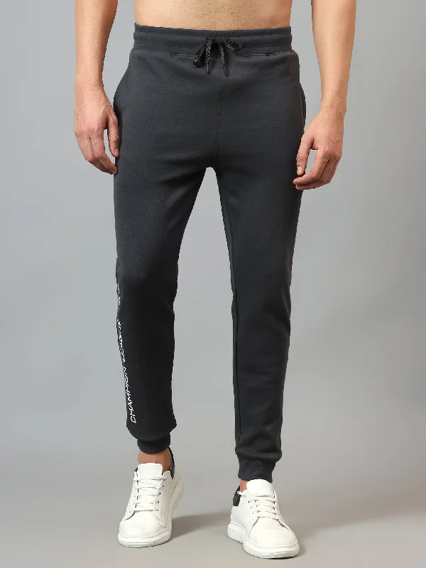 Men's Grey Solid Stretchable Casual Track Pant