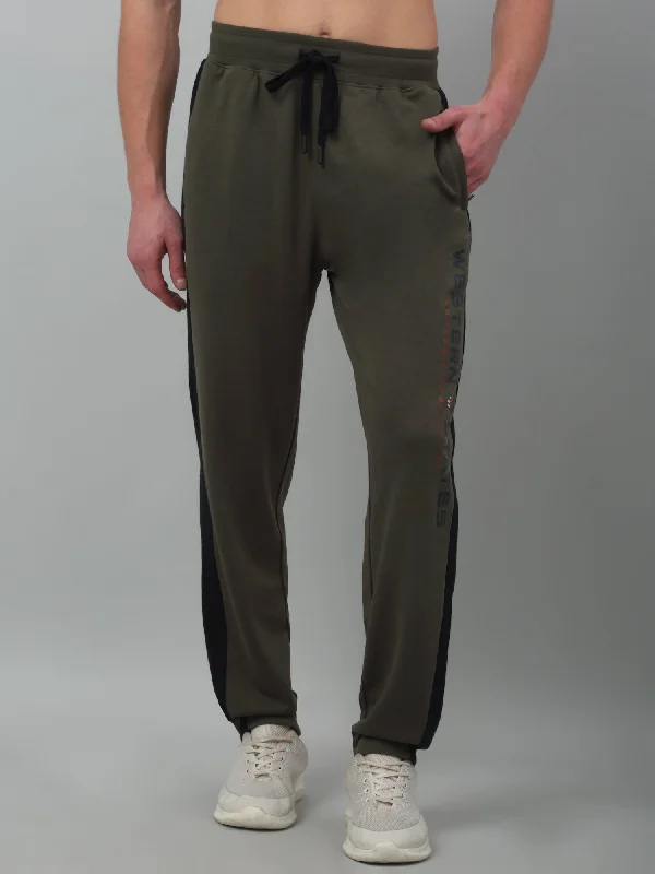 Men's Olive Green Summer Printed Drawstring Casual Track Pant