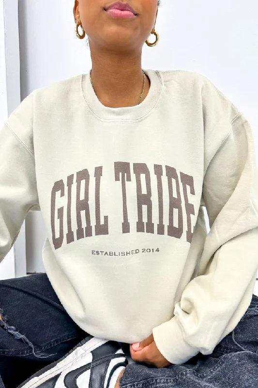 Girl Tribe Monochrome Sweatshirt in Sand