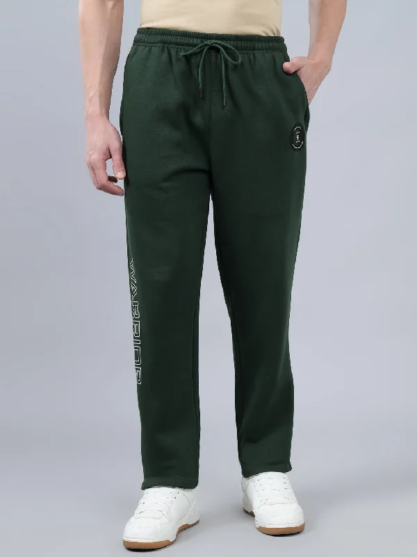 Men's Bottle Green Solid Winter Track Pant