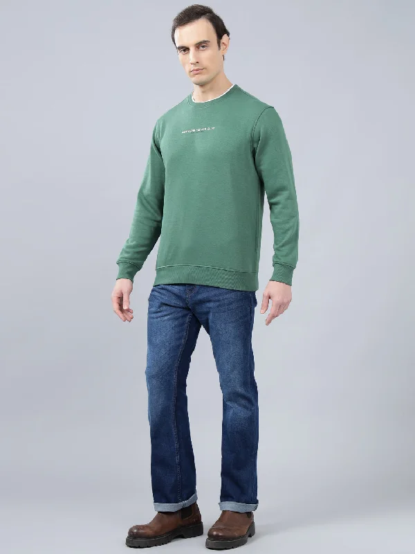 Men's Solid Green Round Neck Sweatshirt