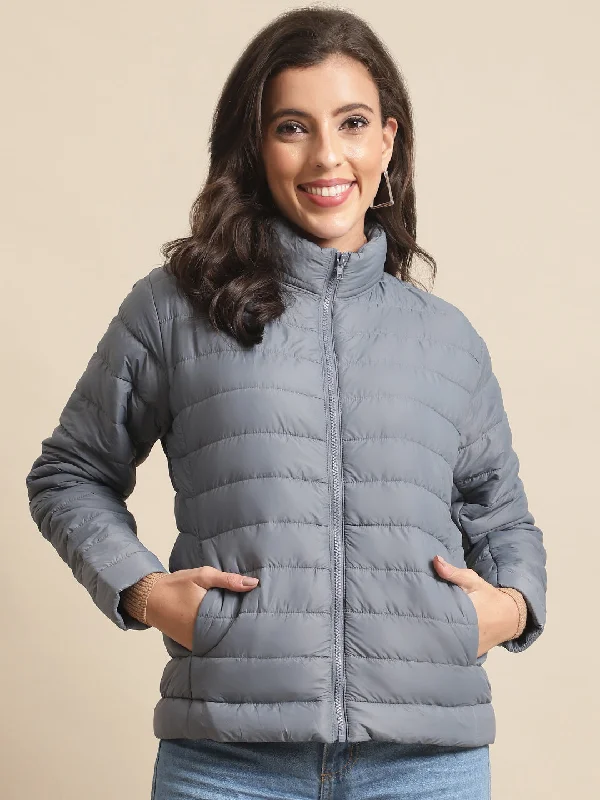 Women's Casual  Grey Quilted  Jacket