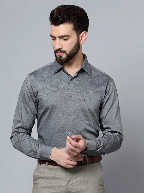 Men's Black Formal Fil a Fil Plain Full Sleeve Shirt