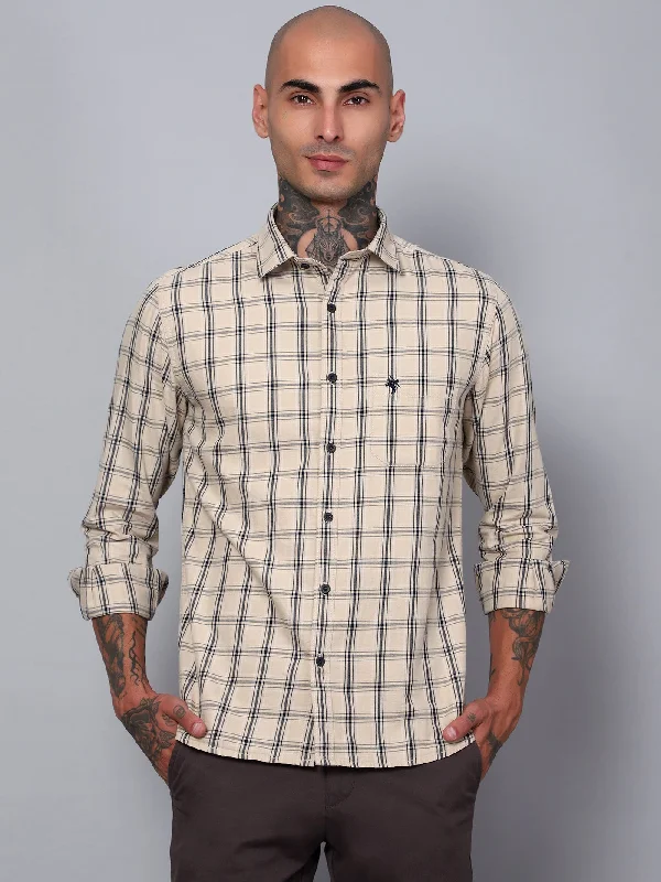 Men's Fawn Casual Medium Checks Full Sleeve Shirt