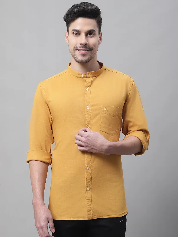 Men's Golden Casual Plain Full Sleeve Shirt