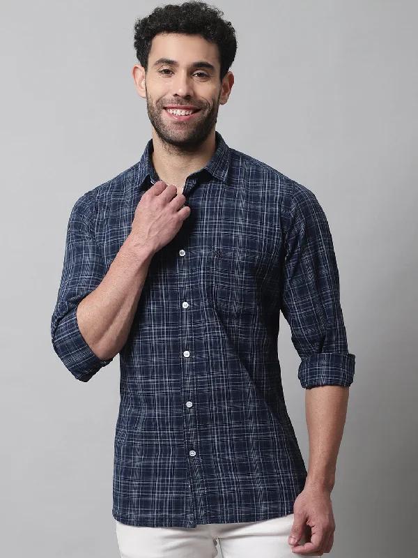 Men's Grey Casual Medium Checks Full Sleeve Shirt