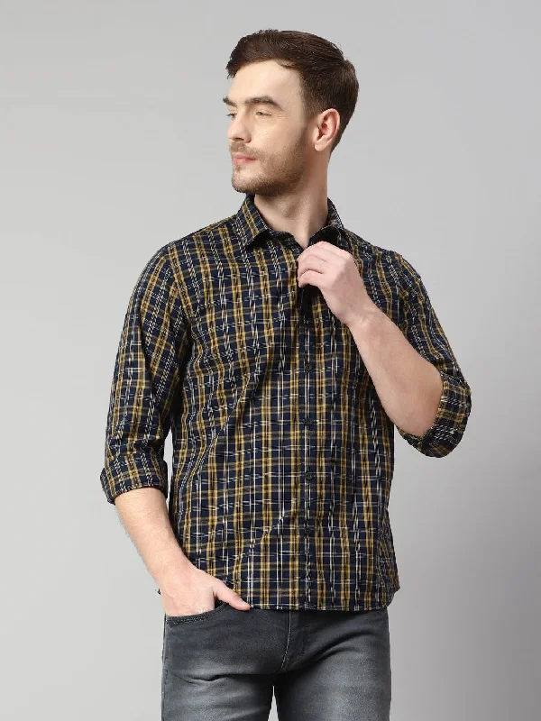 Men's Mustard Casual Medium Checks Full Sleeve Shirt