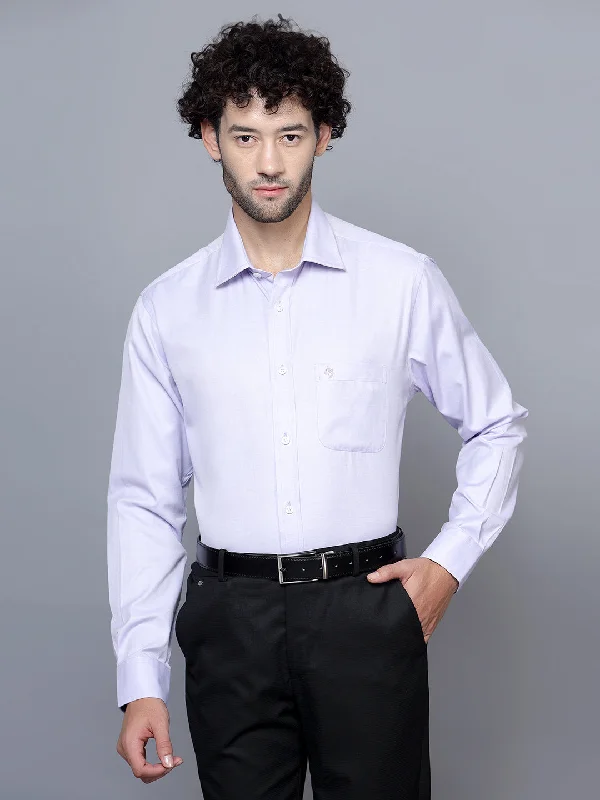 Men's Lilac Formal Self Textured Full Sleeve Shirt