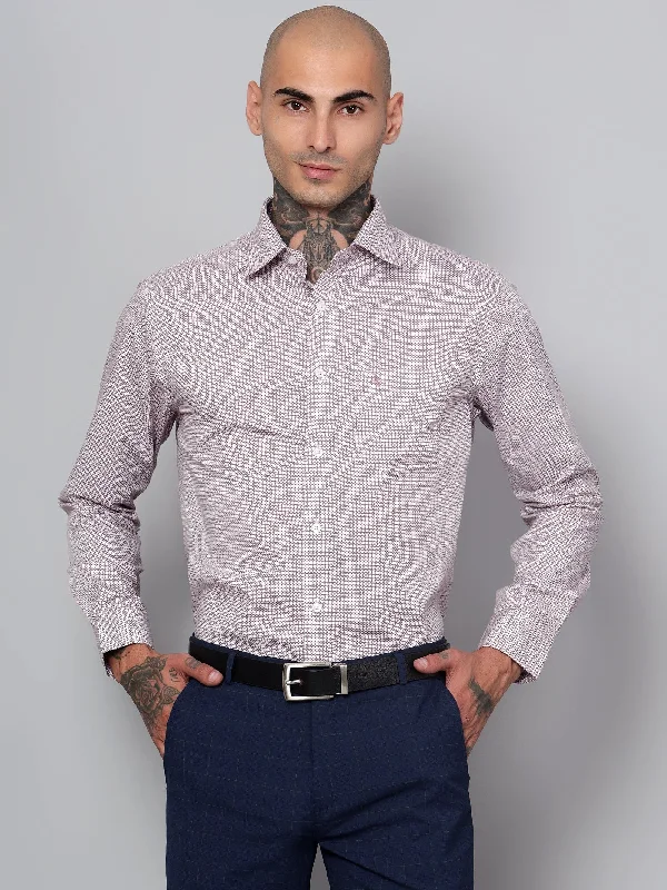 Men's Red Formal Geometric Print Full Sleeve Shirt