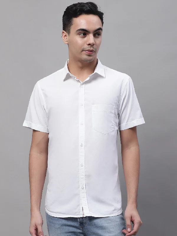 Men's Wine Casual Plain Half Sleeve Shirt