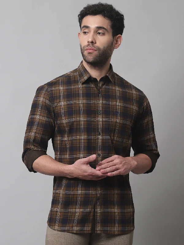 Men's Brown Casual Big Checks Full Sleeve Shirt