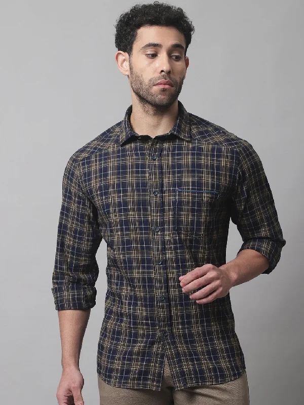 Men's Mustard Casual Big Checks Full Sleeve Shirt