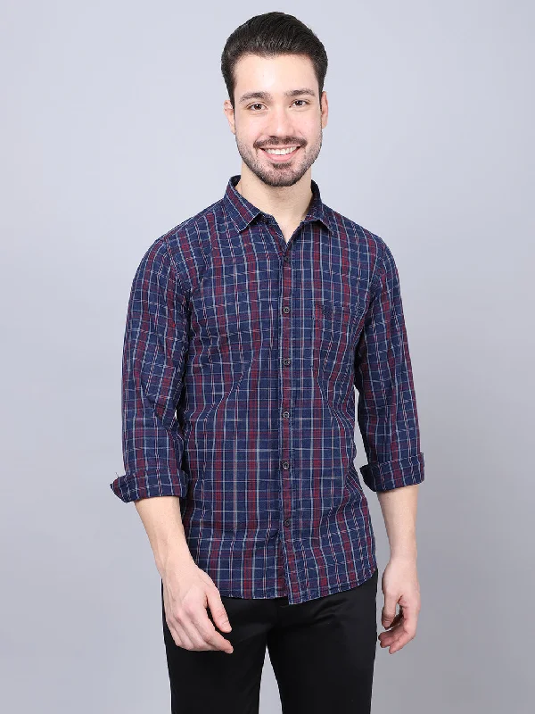 Men's Red Casual Big Checks Full Sleeve Shirt