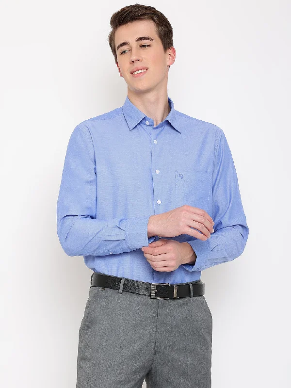 Men's Blue Formal Plain Full Sleeve Shirt