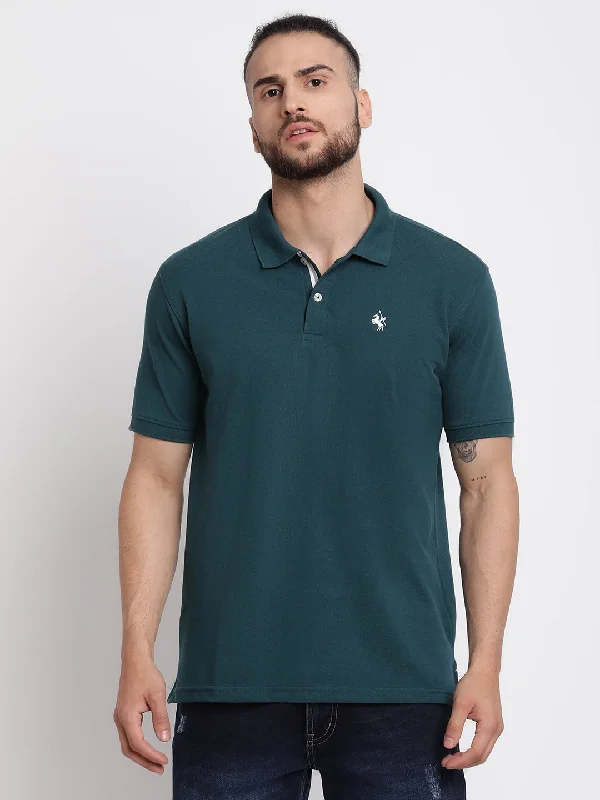 Men's Teal Blue Polo neck Half Sleeve T-Shirt