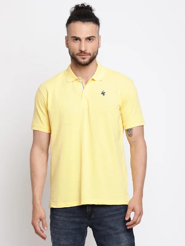 Men's Yellow  Polo neck Half Sleeve T-Shirt