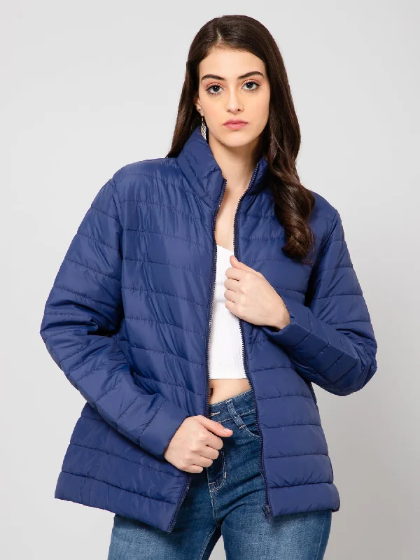 Women's Casual  Ink Blue Quilted  Jacket