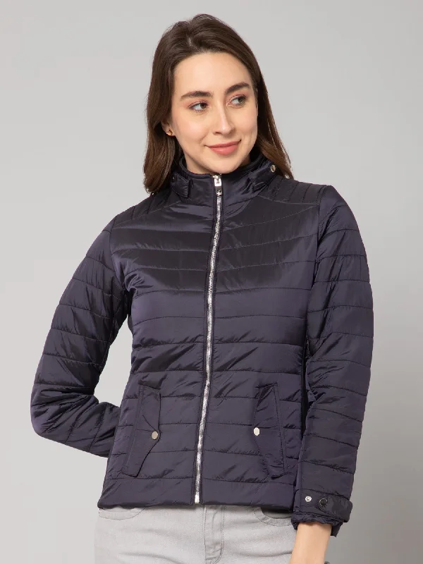 Women's Casual  Navy Blue Quilted  Jacket