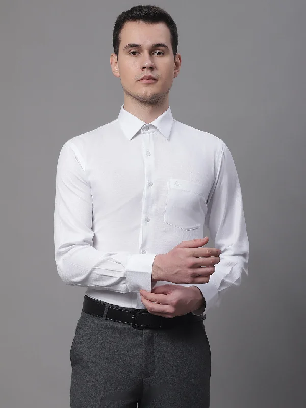 Men's White Formal Plain Full Sleeve Shirt