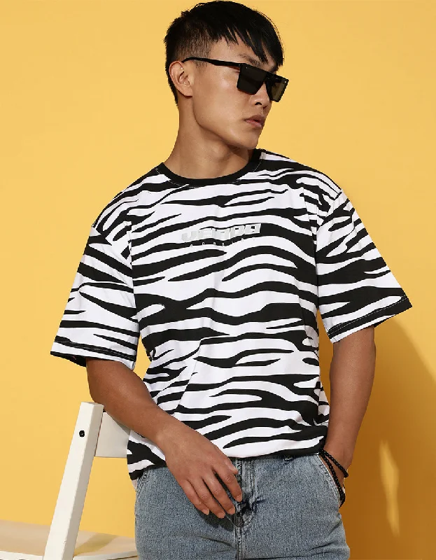 Zebra Print Men's Oversized All Over Animal Print Tshirt