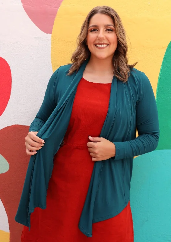 Long Sleeve Stretch Cardi Teal