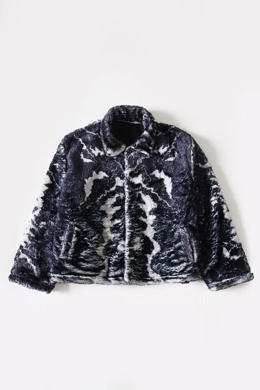 "DISTORTION" PRINTED SHERPA JACKET