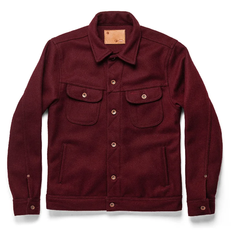 The Long Haul Jacket in Burgundy Melton Wool