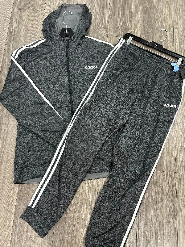 Athletic Pants 2pc By Adidas In Grey, Size: L