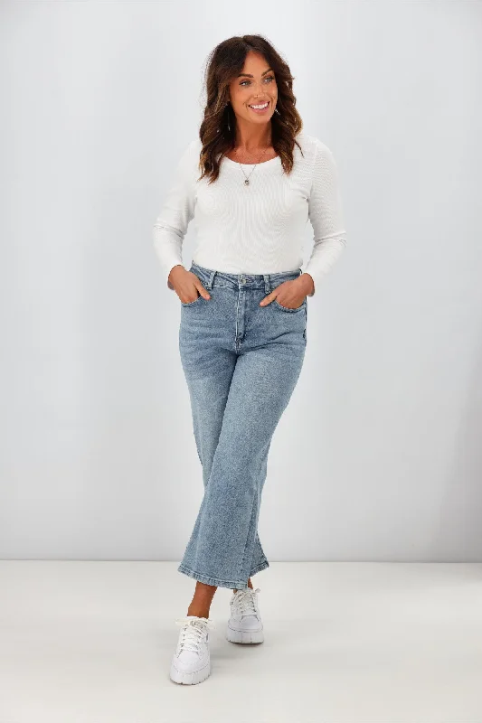 Shine On Label Mazie Wide Leg Ankle Grazer Jean